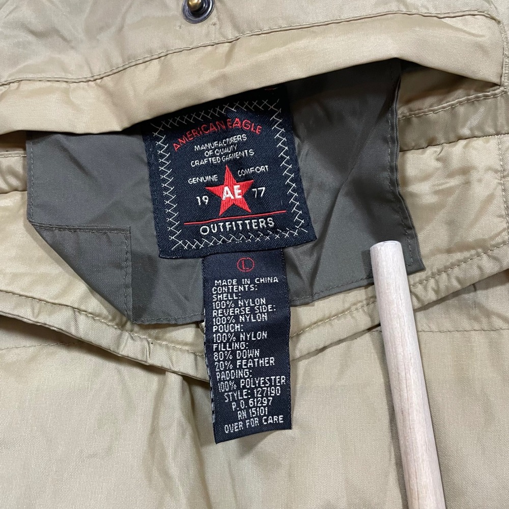 American Eagle Outfitters Reversible Down Puffer Jacket Hideaway Hood Mens L Y2K - Picture 8 of 9